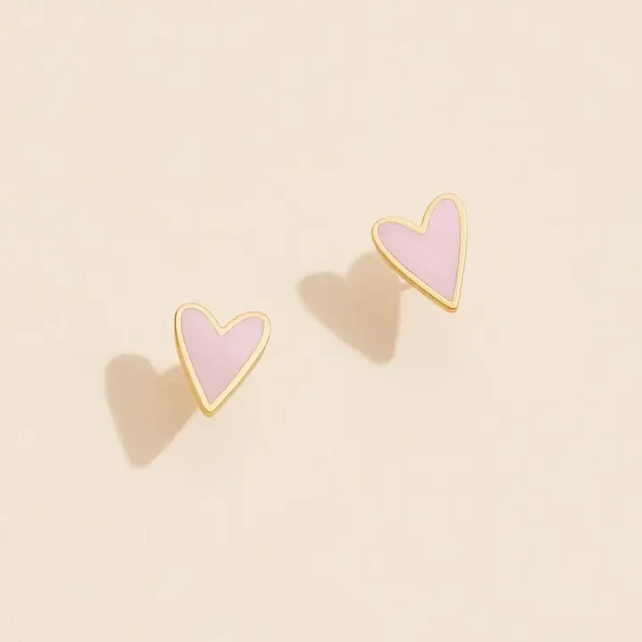 Pink Heart Stud Earrings