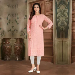 Pink Kurta Adorned  with Exquisite Threadwork