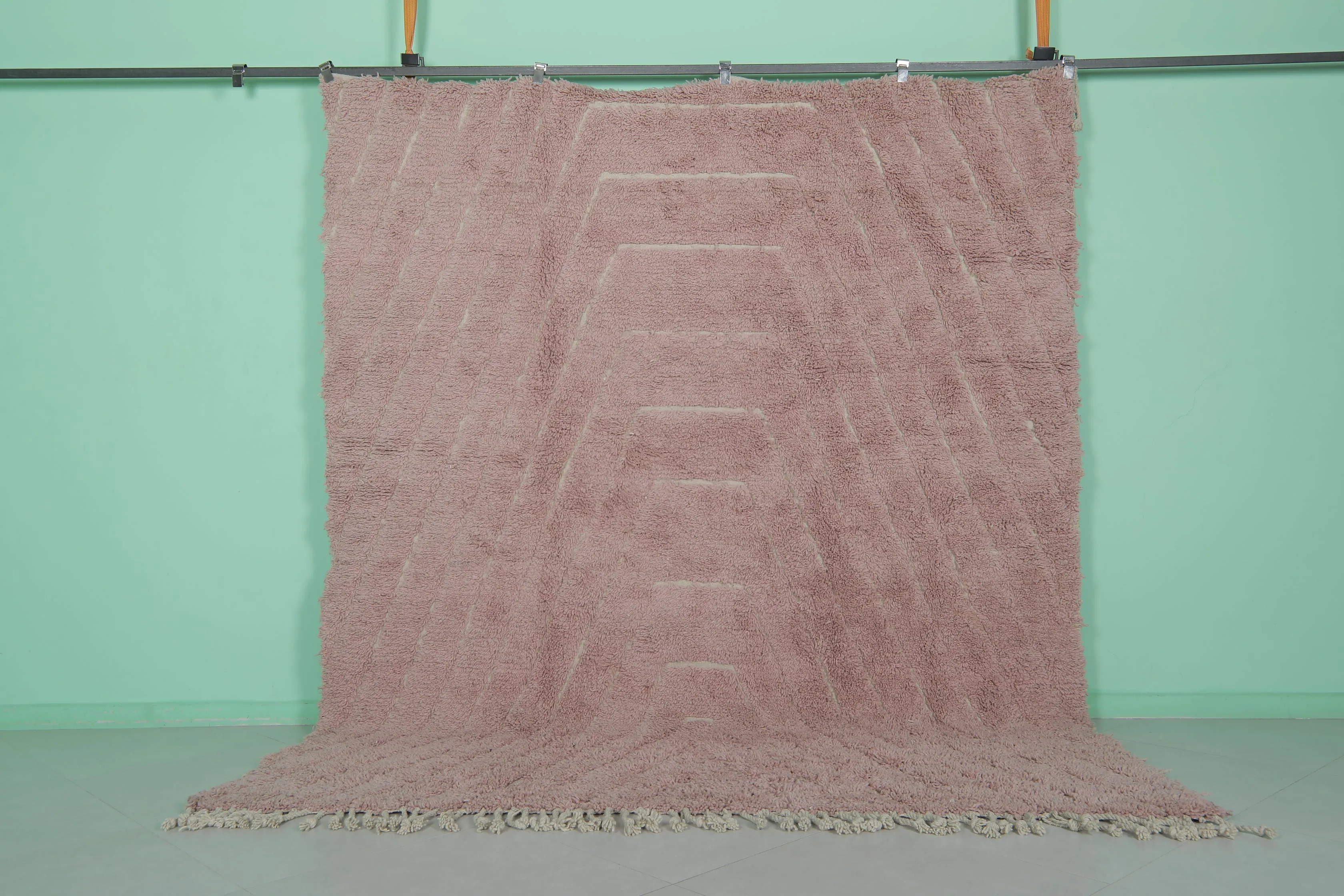 Pink Moroccan Rug - 8 x 9.9 Feet | Handwoven Elegance