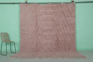 Pink Moroccan Rug - 8 x 9.9 Feet | Handwoven Elegance
