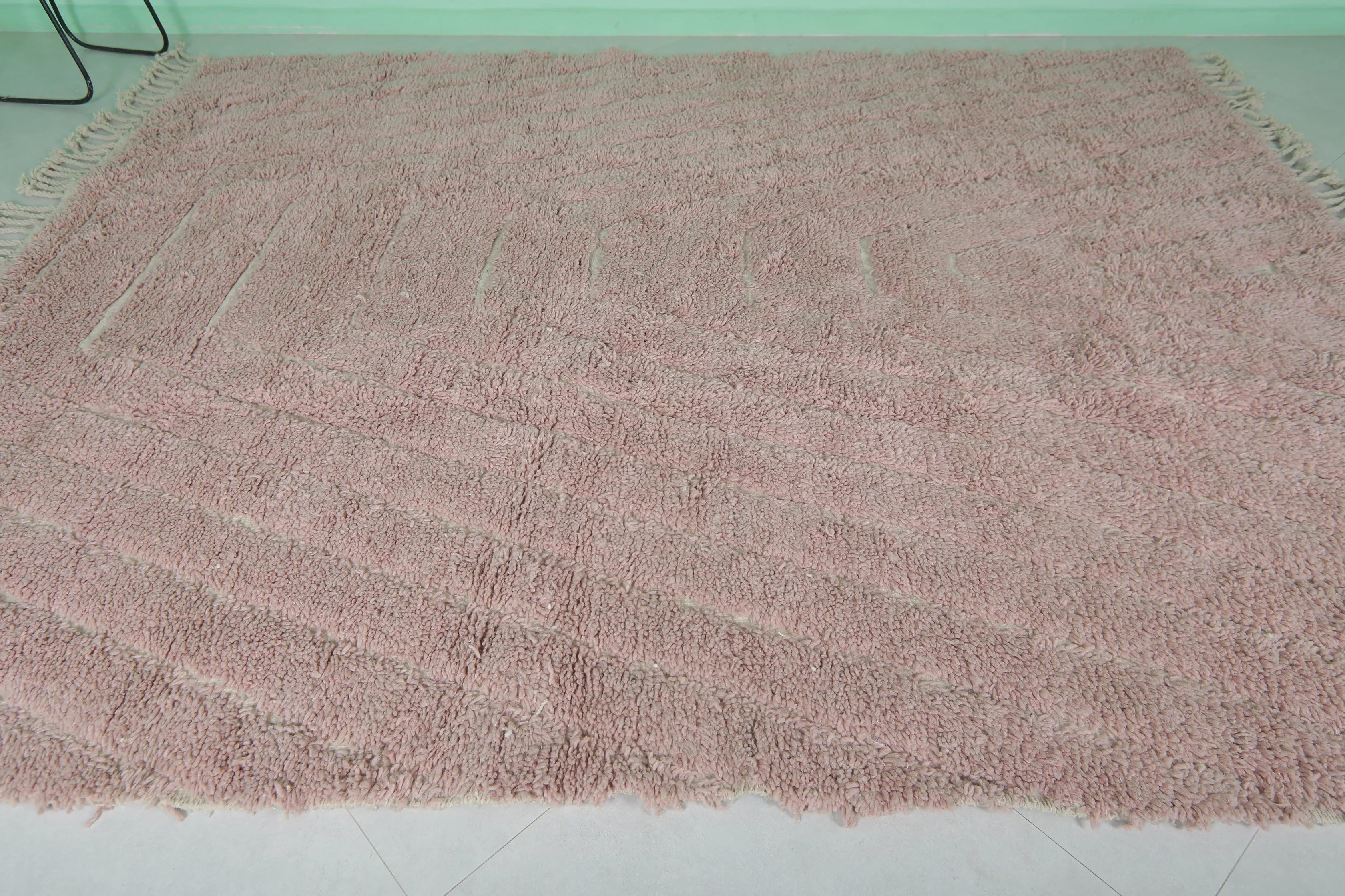 Pink Moroccan Rug - 8 x 9.9 Feet | Handwoven Elegance