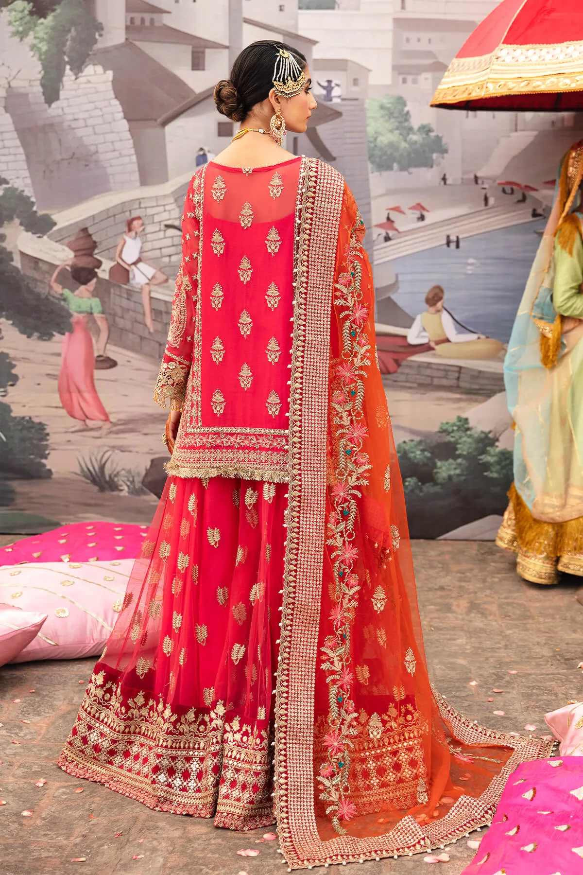Pink Pakistani Wedding Dress in Sharara Kameez Style