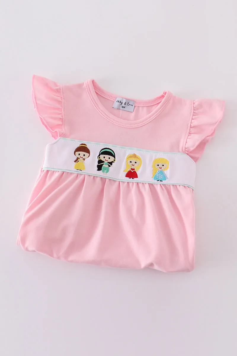 Pink princess embroidery girl bubble
