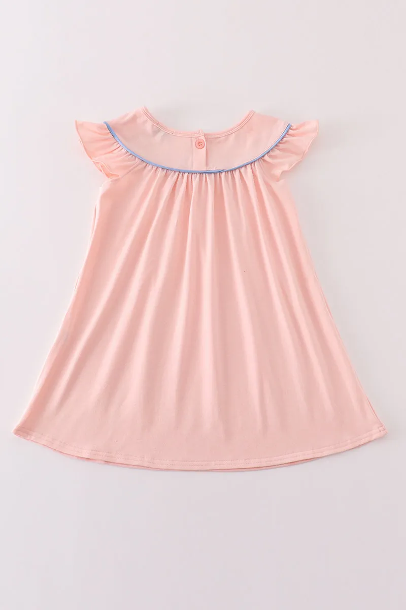 Pink Rose Bow Embroidery Dress
