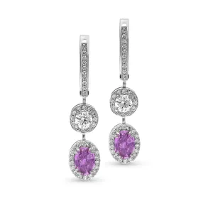 Pink Sapphire and Diamond Double Drop Earrings - 2.8 Carat