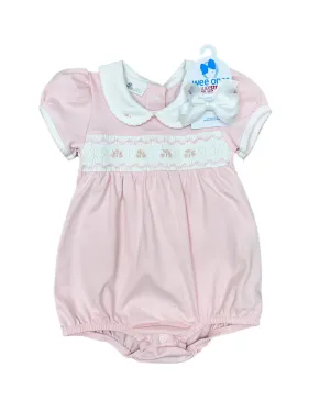 Pink S/S Emily & Ethan Smocked Collared Short Bubble