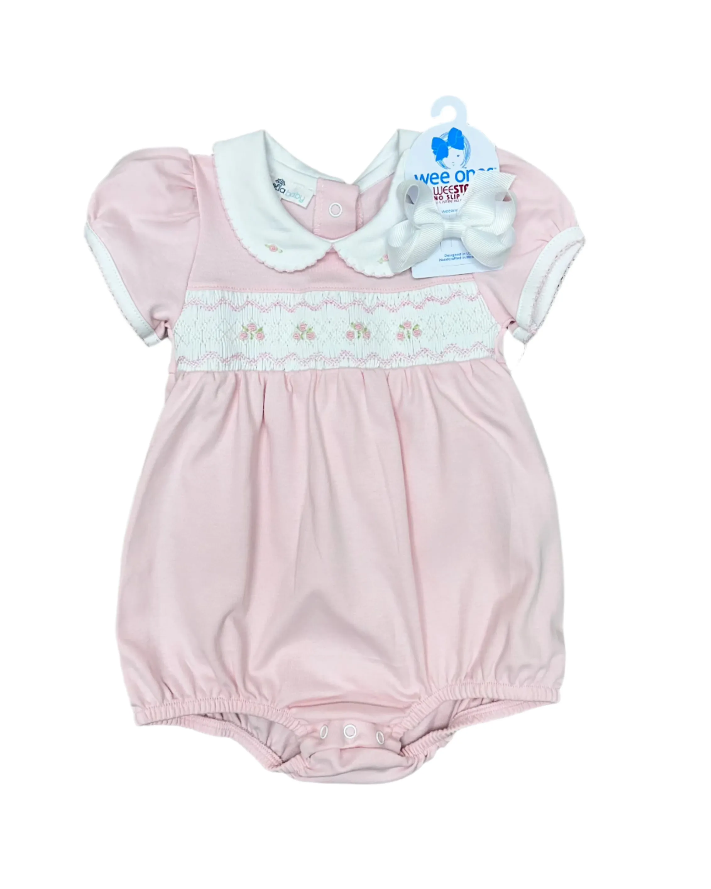 Pink S/S Emily & Ethan Smocked Collared Short Bubble