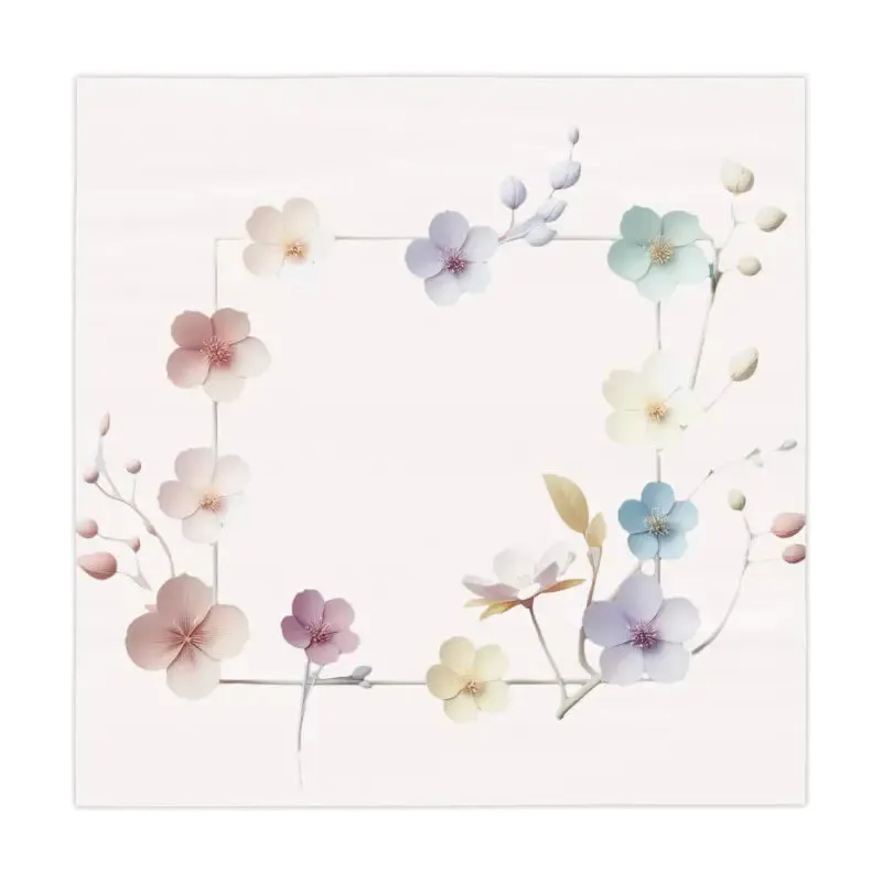 Pink Tablecloth with Delicate Flowers one Sided Print