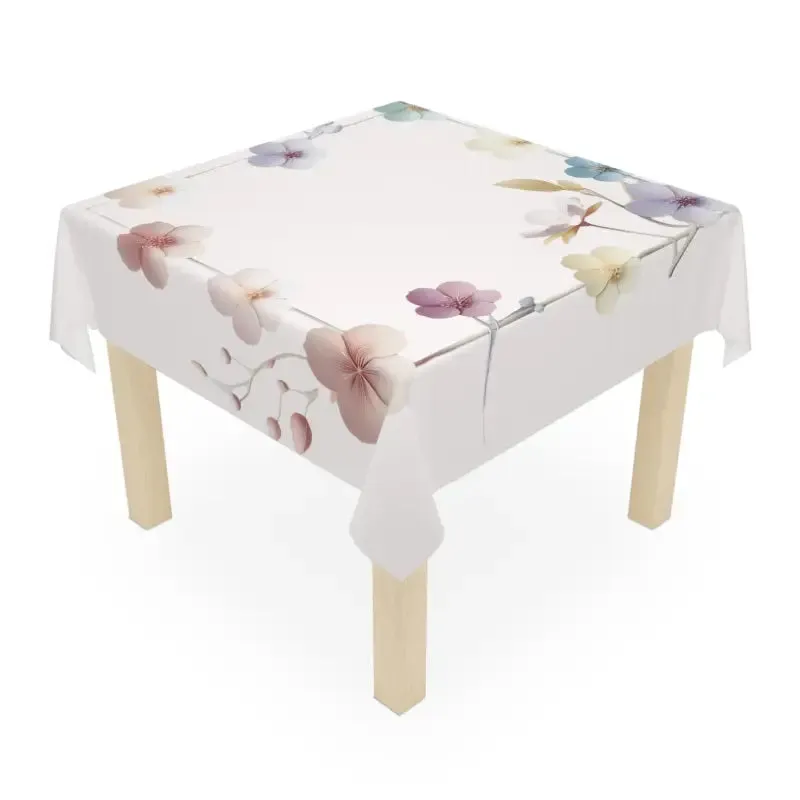 Pink Tablecloth with Delicate Flowers one Sided Print