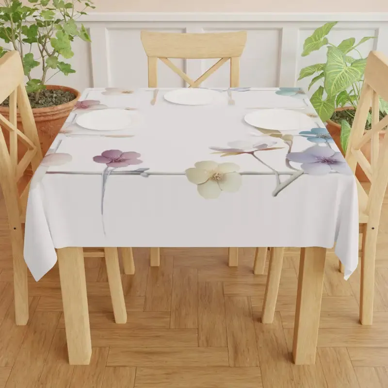 Pink Tablecloth with Delicate Flowers one Sided Print