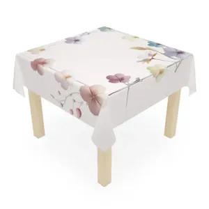 Pink Tablecloth with Delicate Flowers one Sided Print