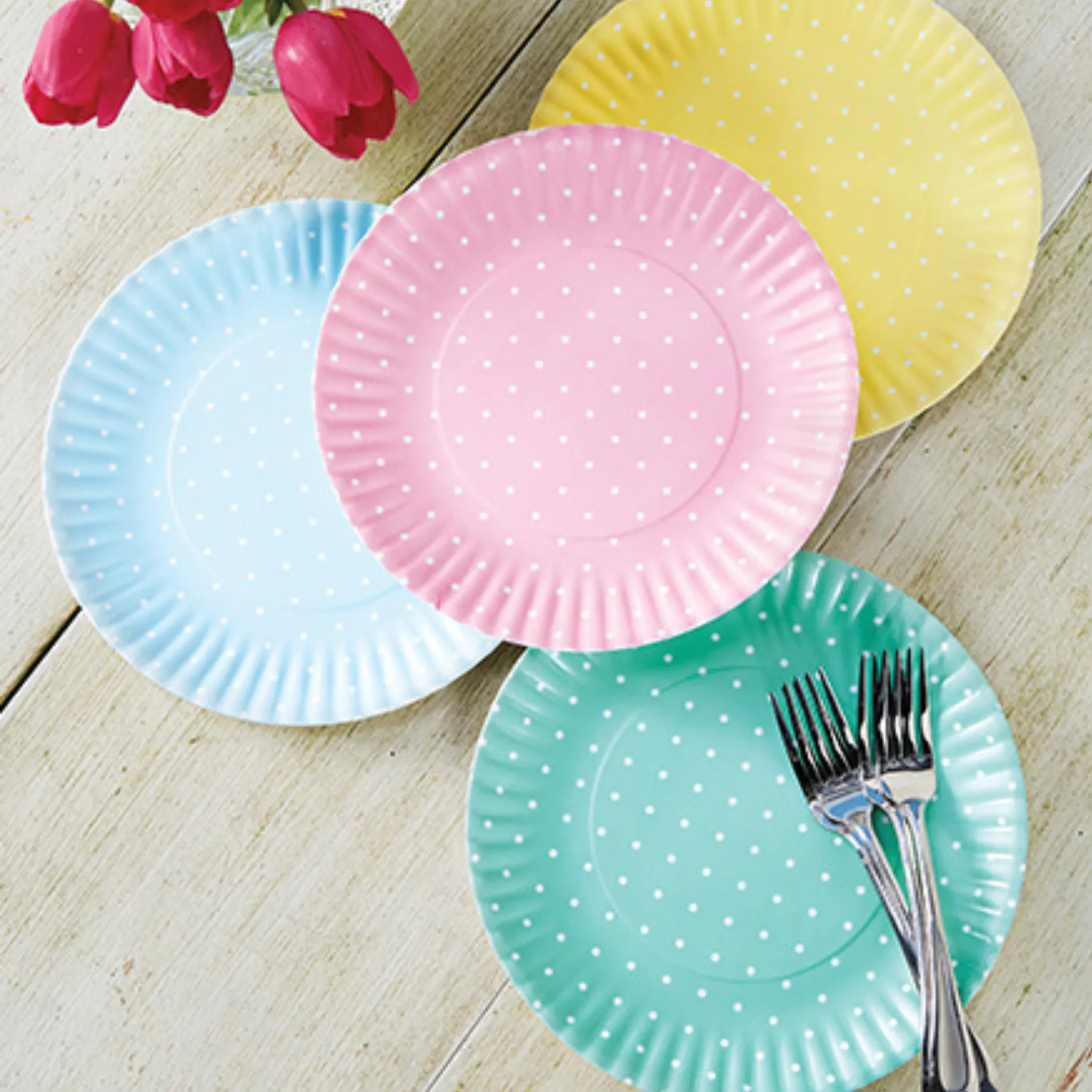 Polka Dot Melamine Plates | Set of 4
