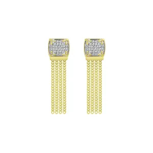 Possibility Pavé Tassel Earring Short - 18K Gold Vermeil   CZ Blanc