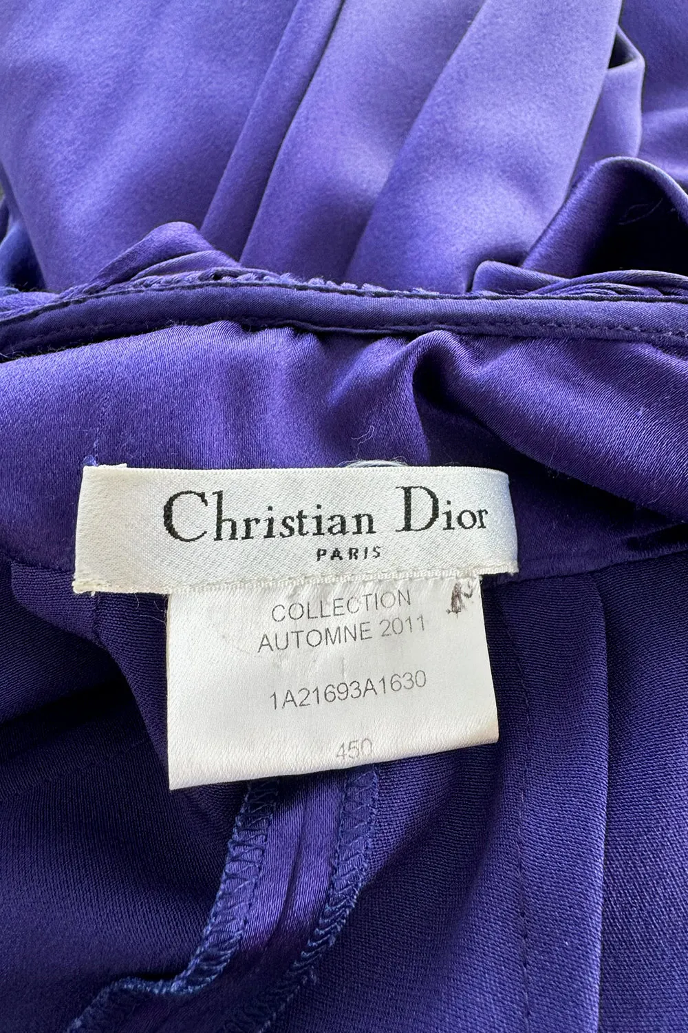 Pre-Fall 2011 Christian Dior by John Galliano Purple Silk Satin Open Back Sample Showroom Dress