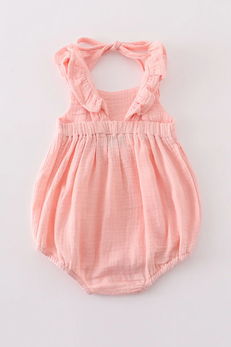 Premium Pink Muslin Ruffle Bubble