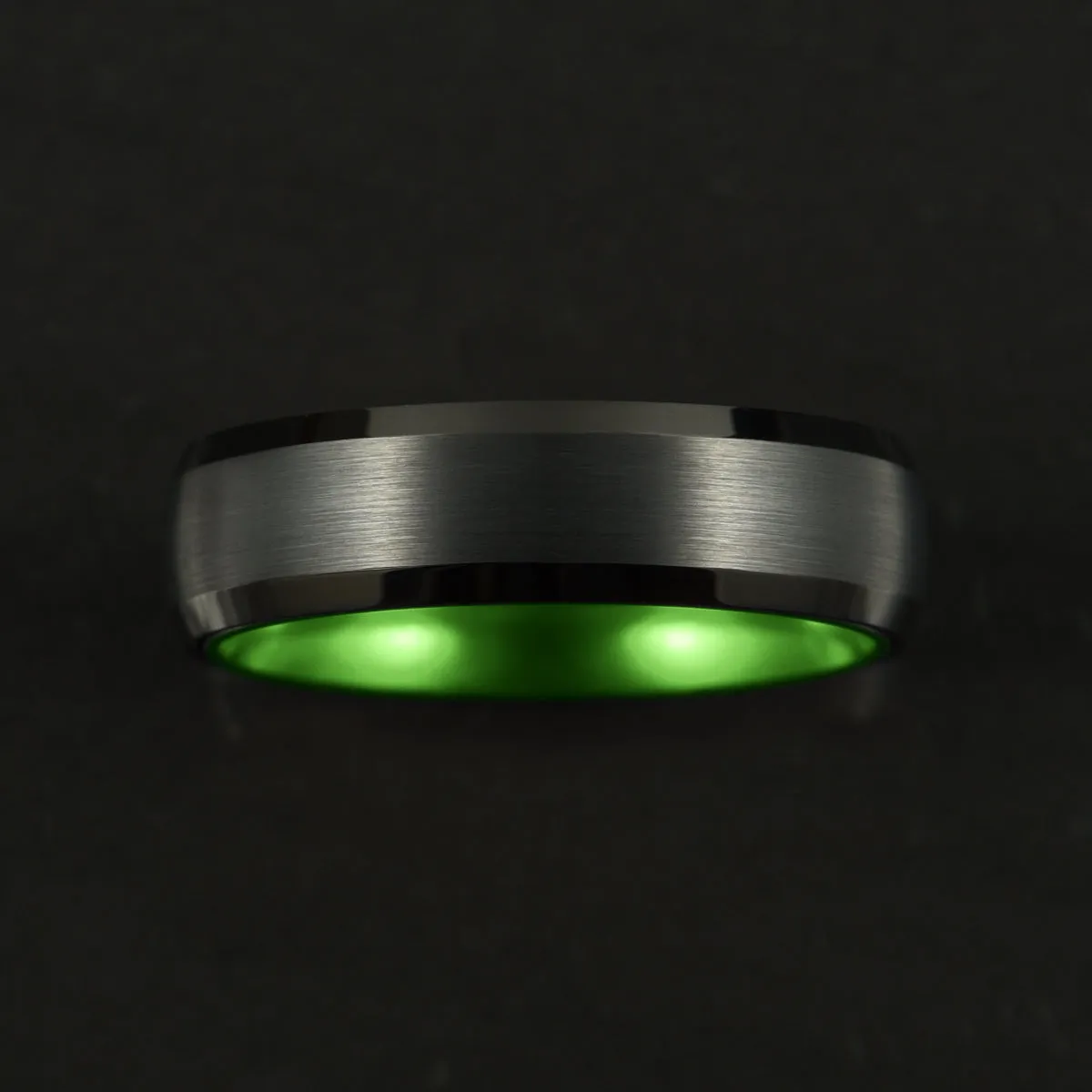 Pristine Passion Green Interior Tungsten Wedding Band 8MM