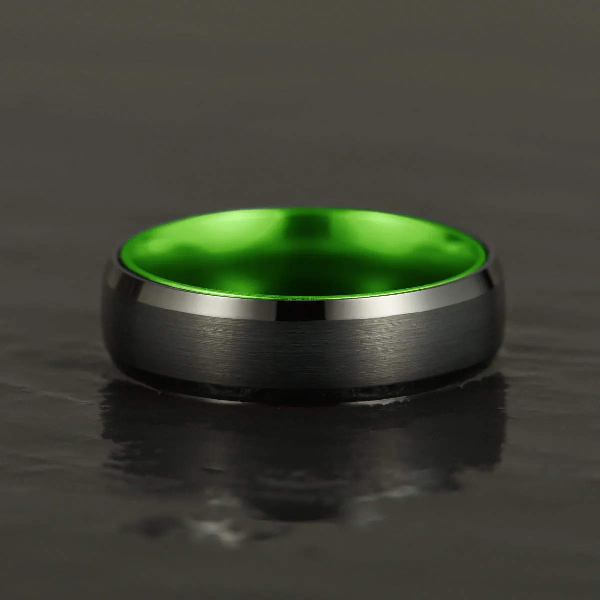 Pristine Passion Green Interior Tungsten Wedding Band 8MM