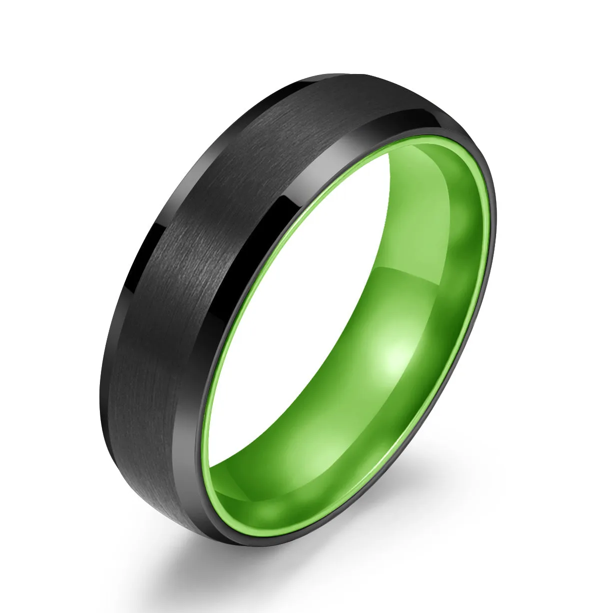 Pristine Passion Green Interior Tungsten Wedding Band 8MM