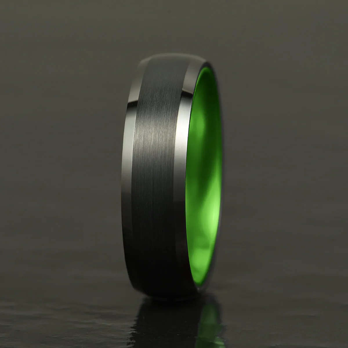 Pristine Passion Green Interior Tungsten Wedding Band 8MM