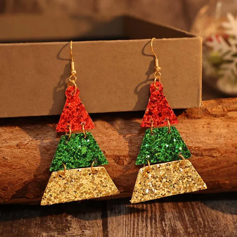 PU Leather Sequin Earrings – Sparkling Holiday Accessories