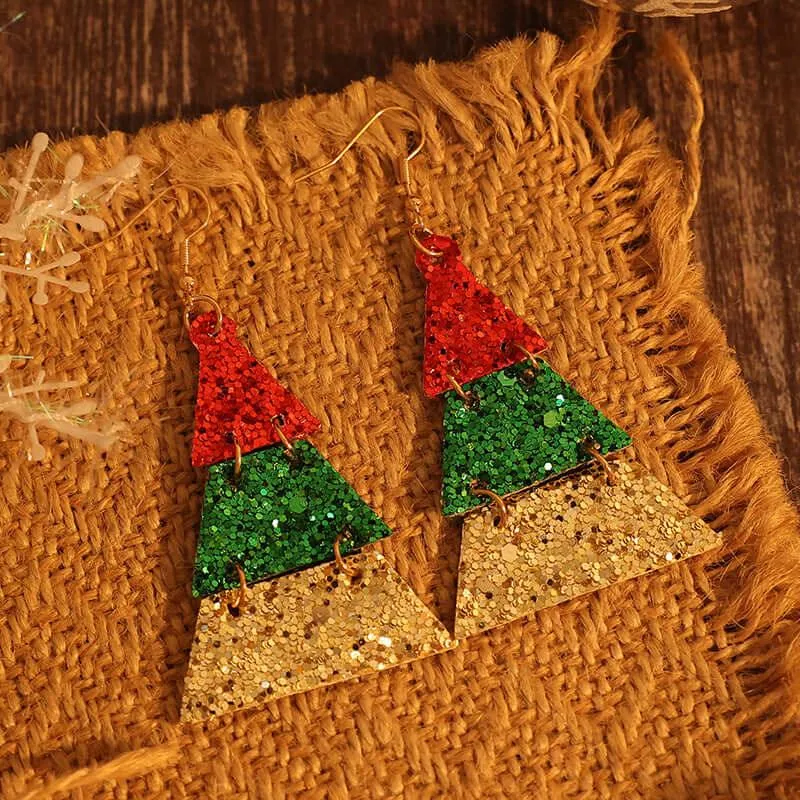 PU Leather Sequin Earrings – Sparkling Holiday Accessories