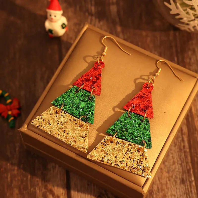 PU Leather Sequin Earrings – Sparkling Holiday Accessories