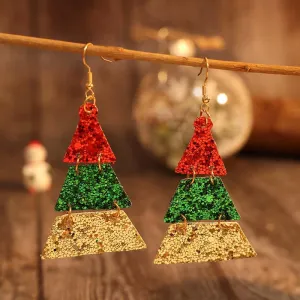 PU Leather Sequin Earrings – Sparkling Holiday Accessories