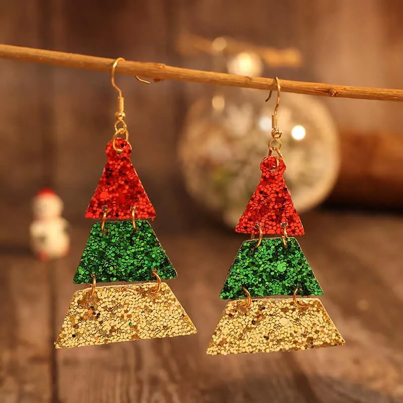 PU Leather Sequin Earrings – Sparkling Holiday Accessories