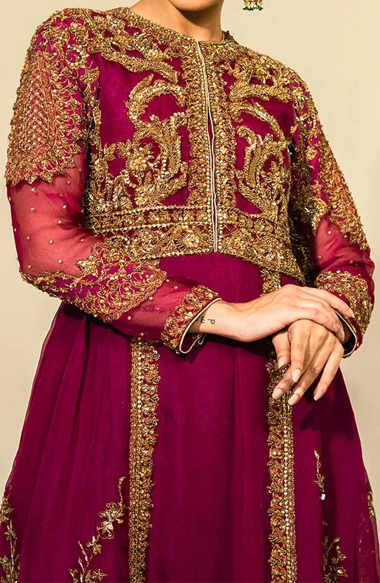 Purple Pakistani Bridal Dress in Sharara Kameez Style