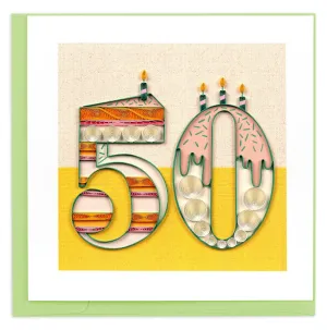 Quilled Birthday Milestone Greeting Card - 50