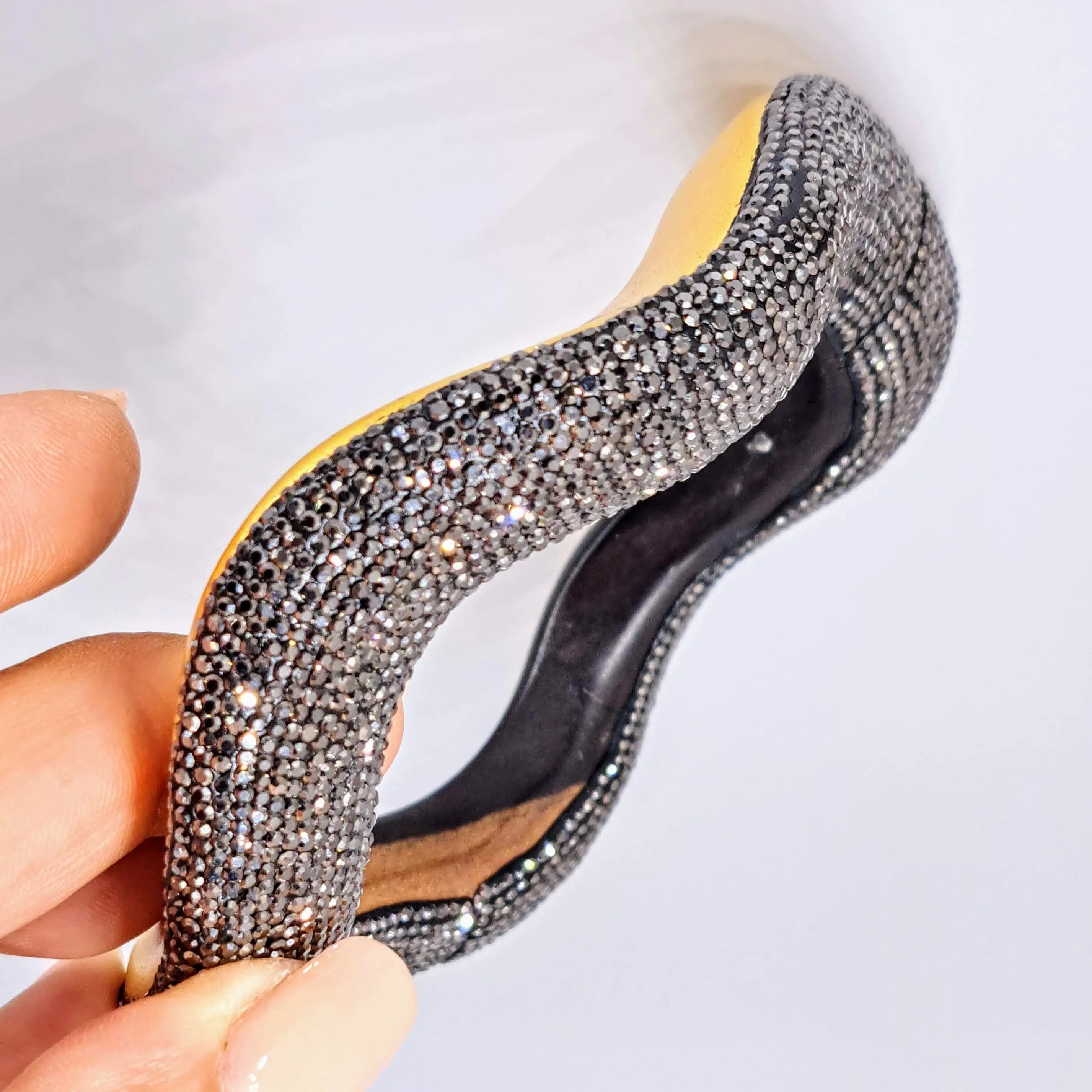 "Sparkle & Shine" Sz Med. Bracelet - Ebony, 24K Gold Leaf, Swarovski Pave'