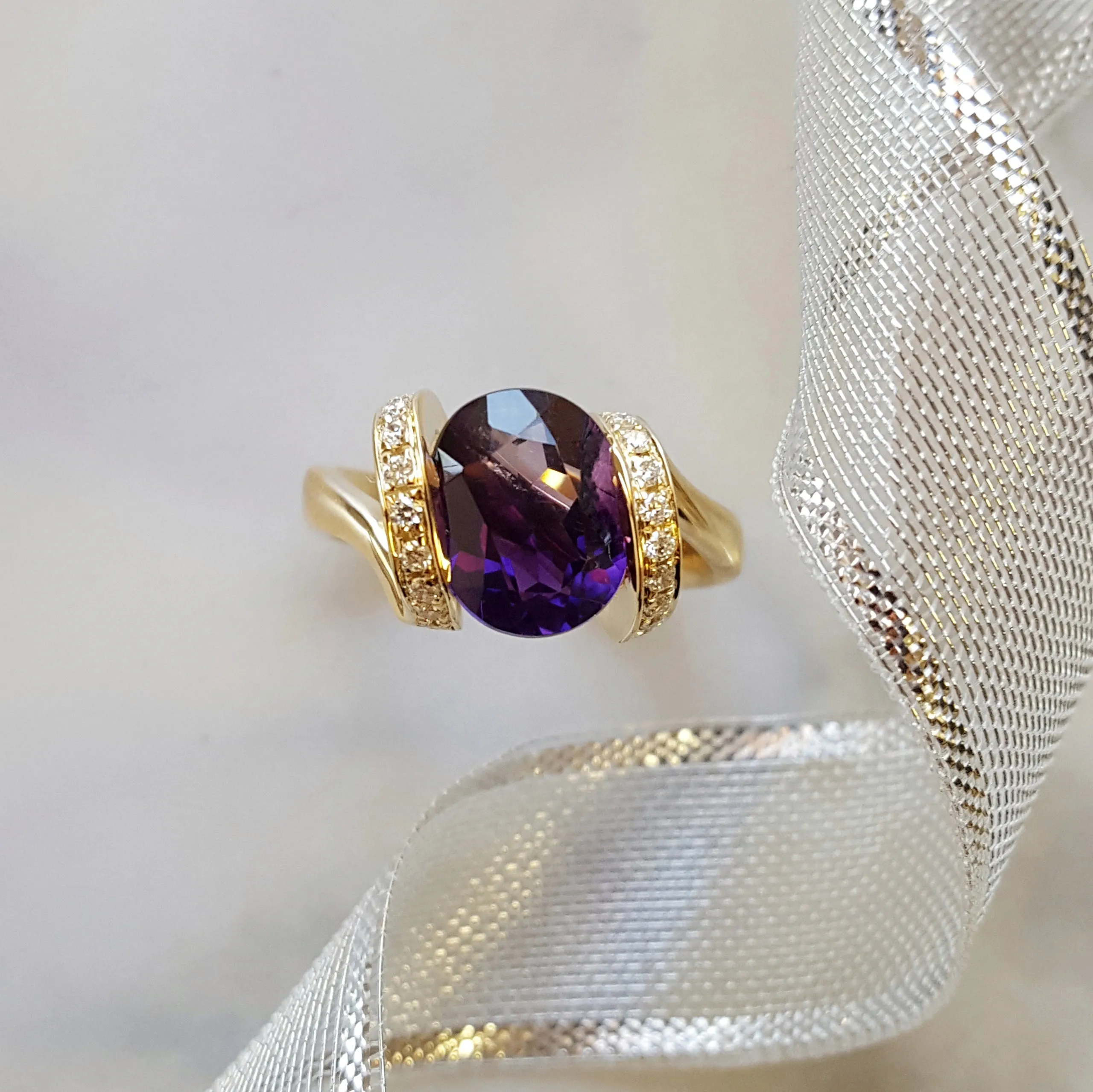 "Stella" 14k yellow gold Arizona Amethyst Ring