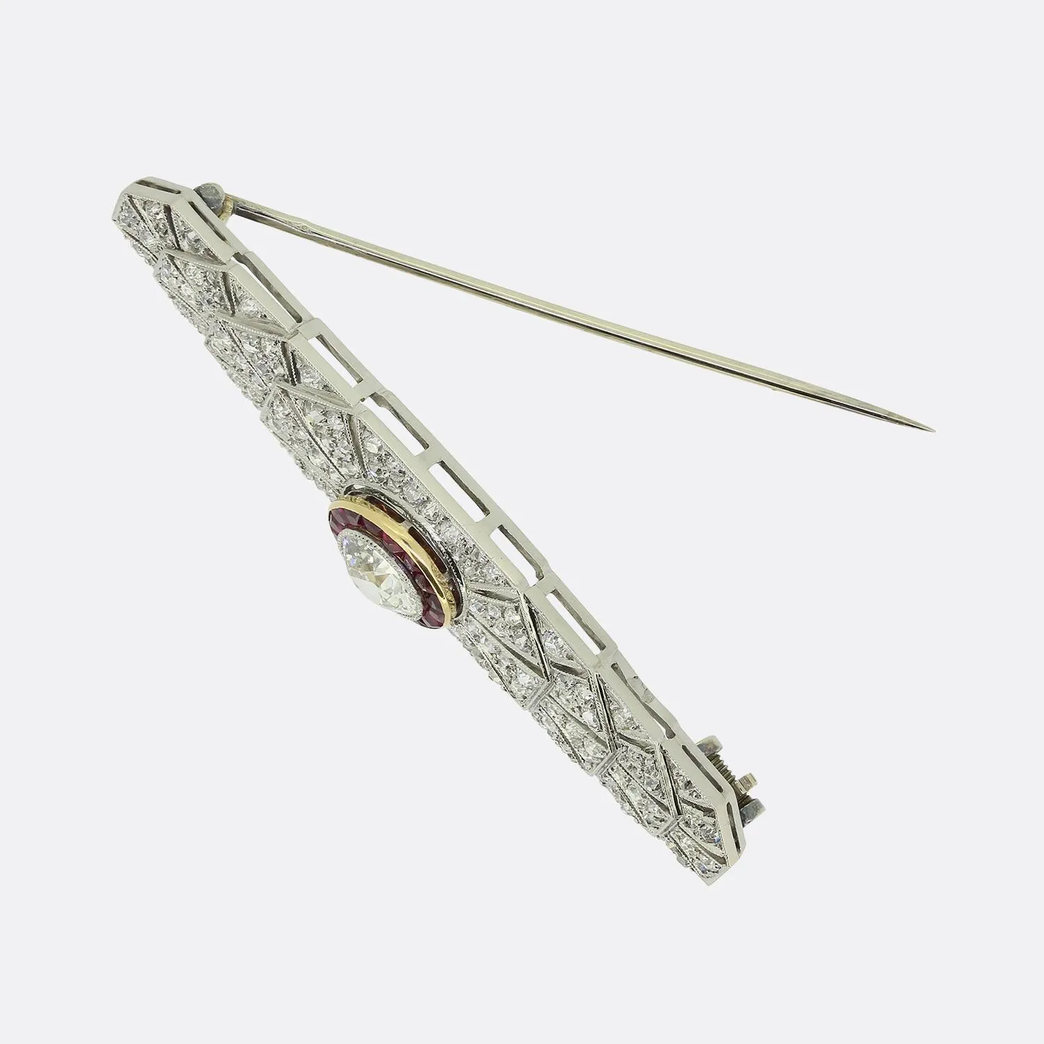 Raymond Templier Art Deco Ruby and Diamond Brooch