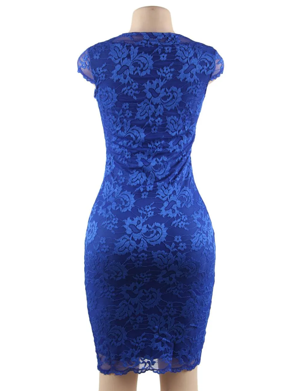 Red & Blue Backless Formal Evening Dress With Golden Strap