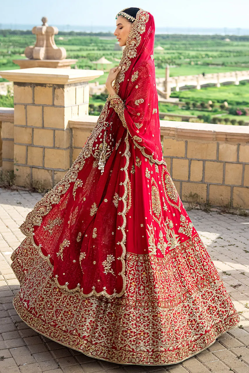 Red Bridal Dress Pakistani in Traditional Pishwas Style