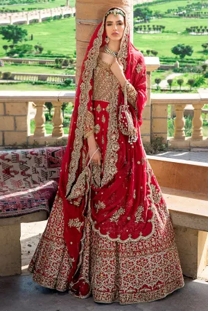 Red Bridal Dress Pakistani in Traditional Pishwas Style