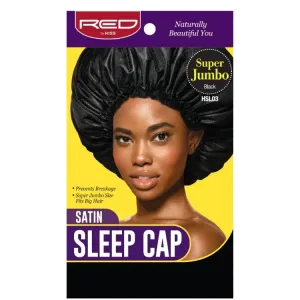 Red by kiss Satin Sleep Cap, Black, Super Jumbo HSL03