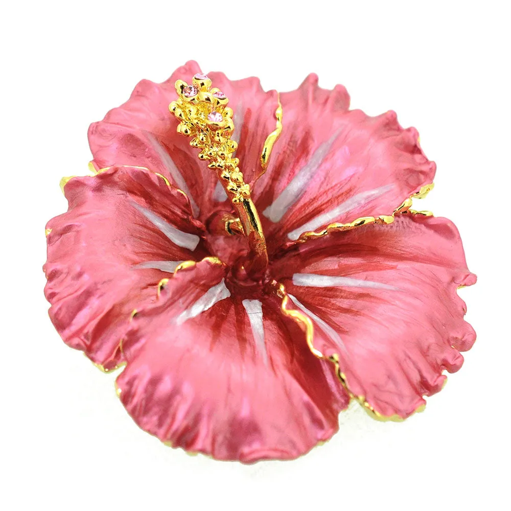 Red Hawaiian Hibiscus Swarovski Crystal Flower pin brooch and Pendant