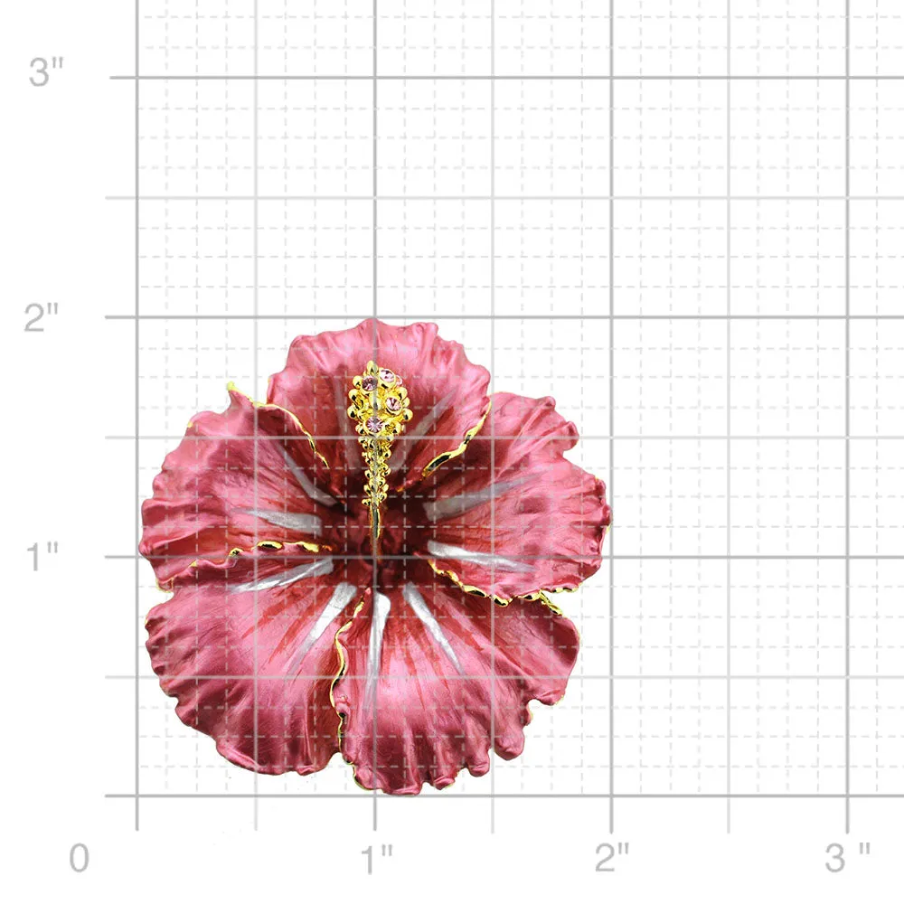 Red Hawaiian Hibiscus Swarovski Crystal Flower pin brooch and Pendant