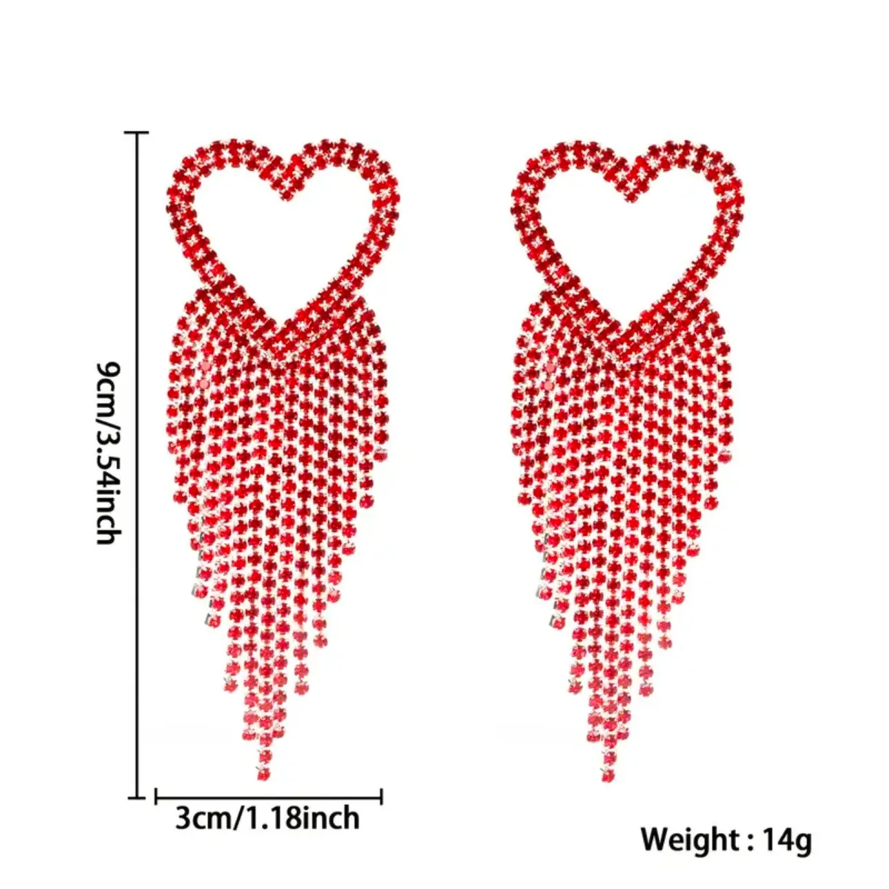 Red Heart Tassel Earrings