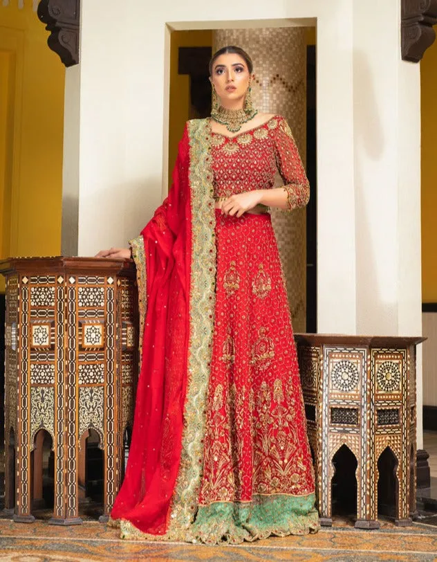 Red Lehenga with Choli and Dupatta Indian Bridal Dress