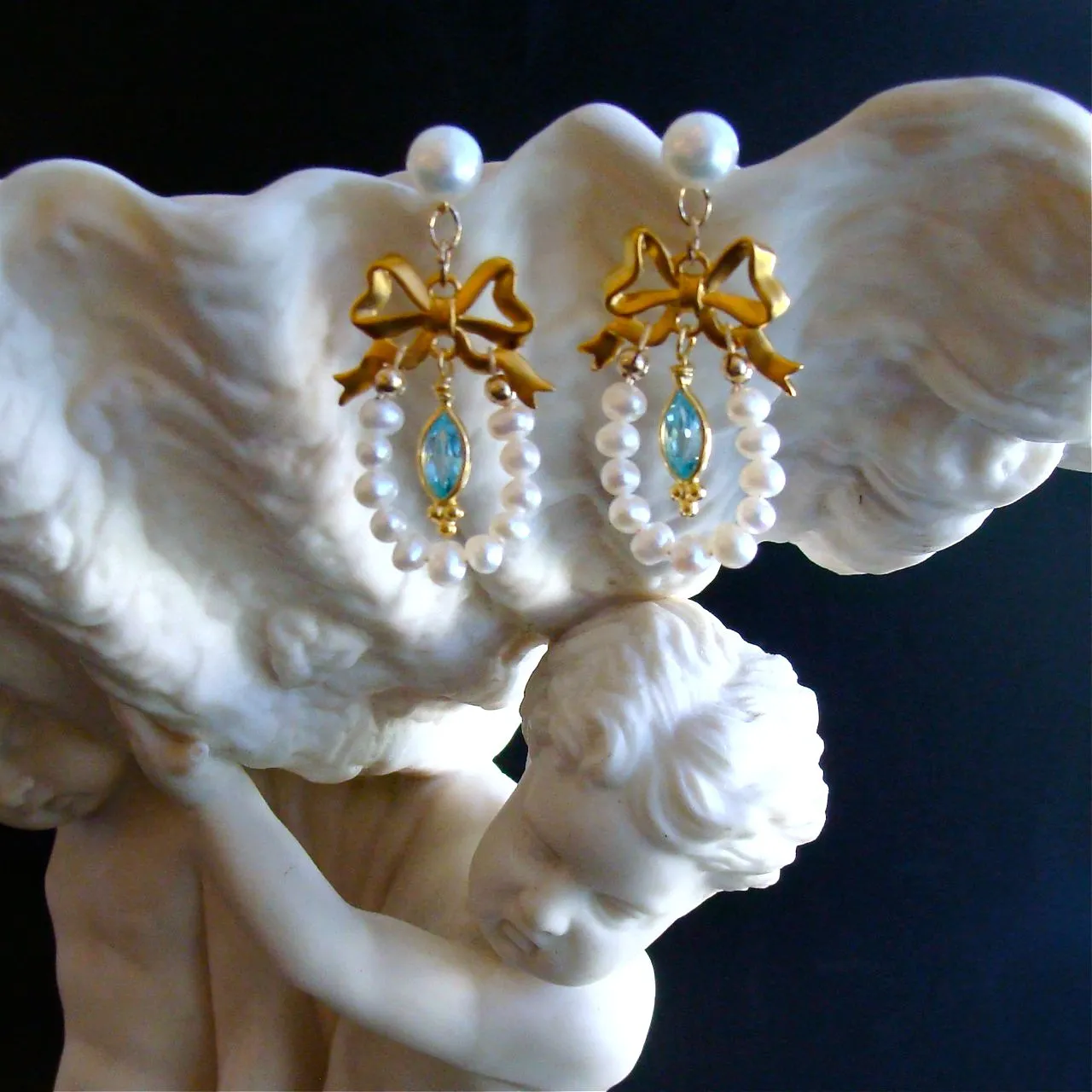 Regency Style Pearl Bow Earrings - Cassandra Earrings