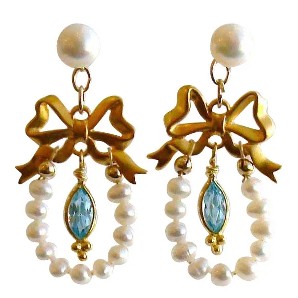 Regency Style Pearl Bow Earrings - Cassandra Earrings