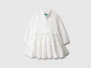 Regular Fit Ruffle Neck Embroidered Dress