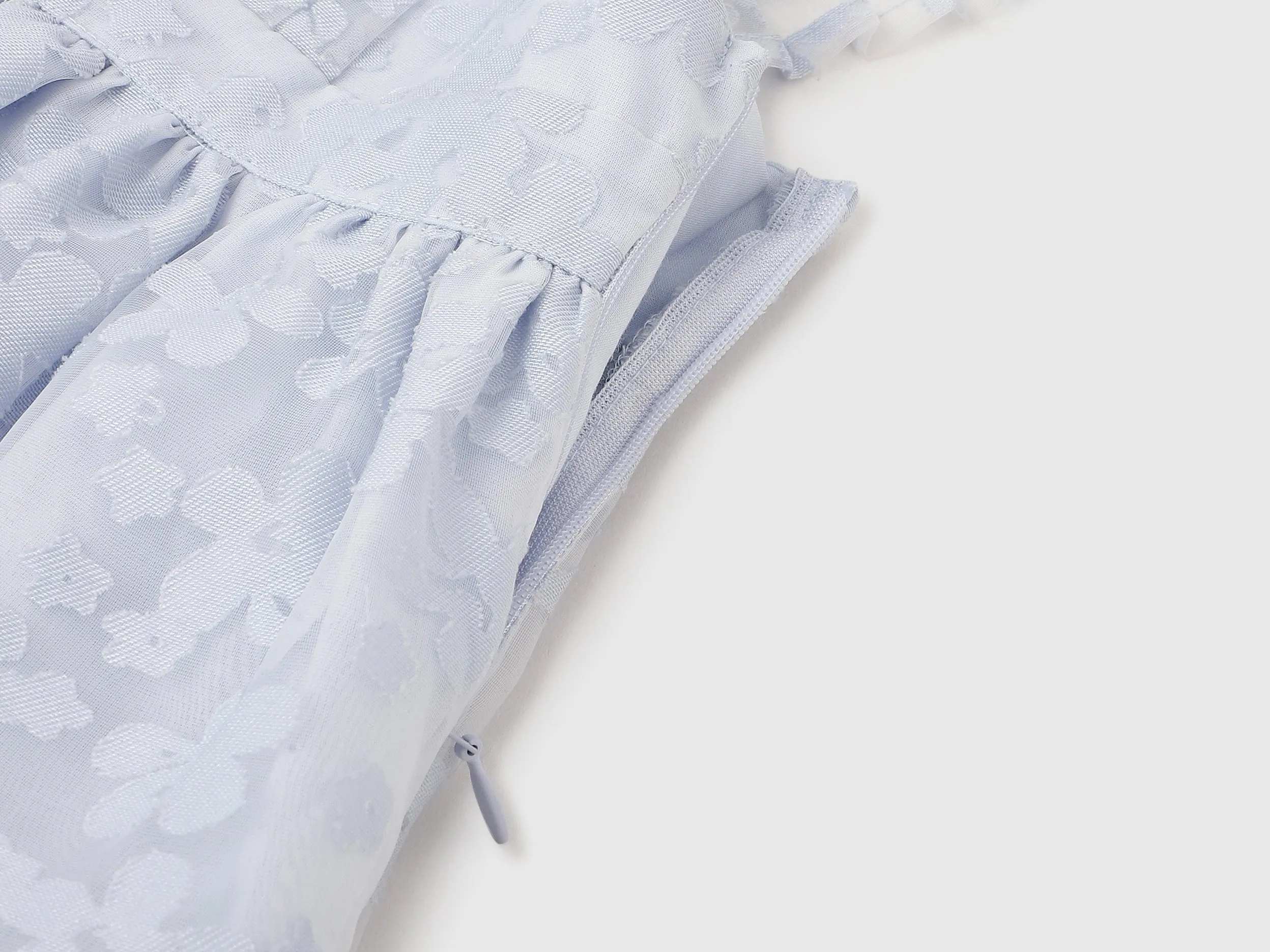 Regular Fit Square Neck Burnt Out Floral A-Line Bow Dress
