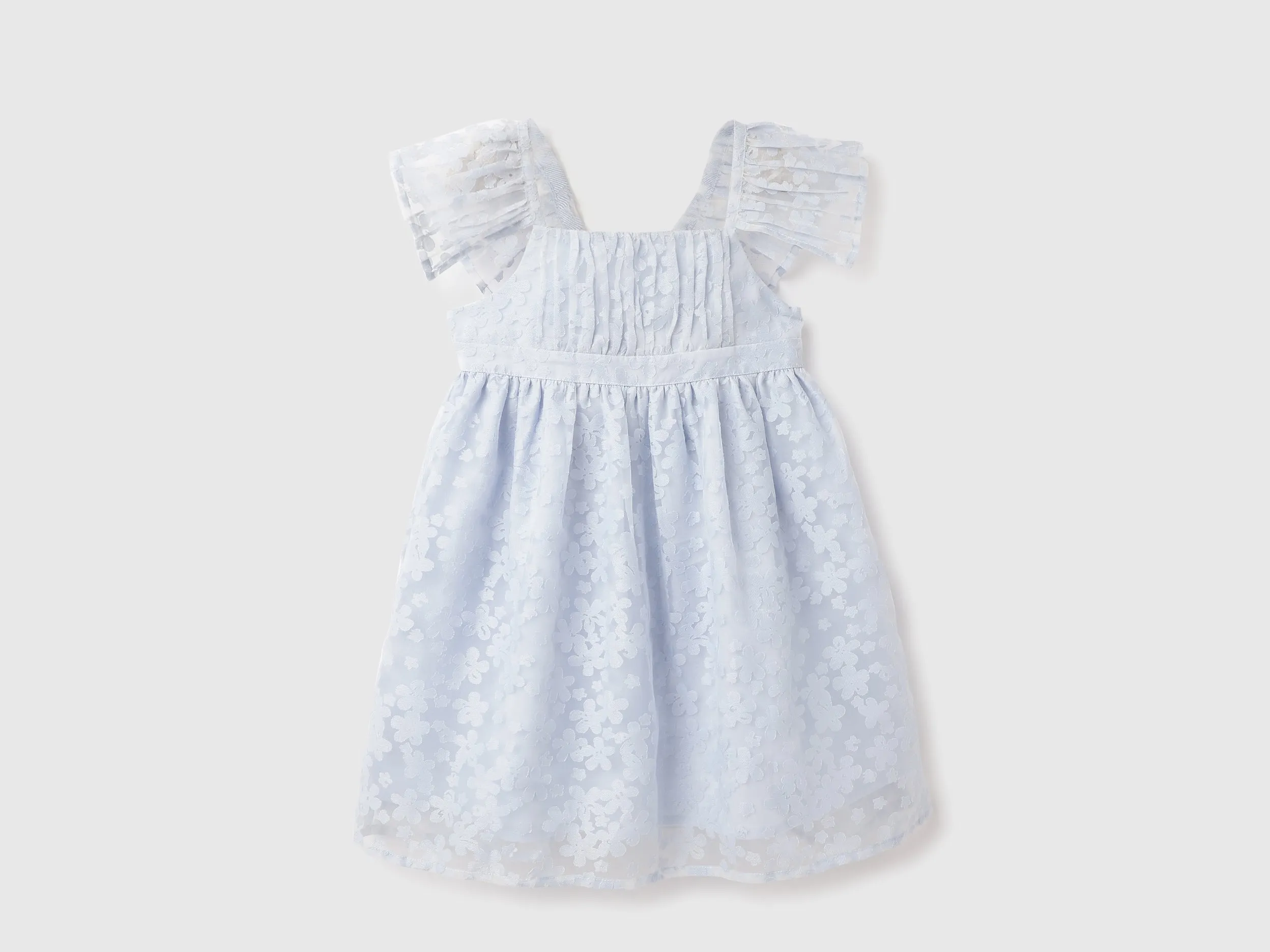 Regular Fit Square Neck Burnt Out Floral A-Line Bow Dress