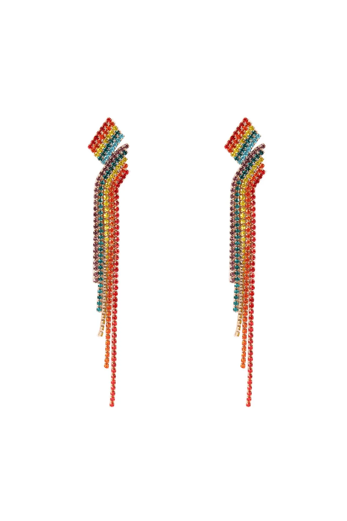 RHINESTONE LAYERED TASSEL DROP EARRINGS