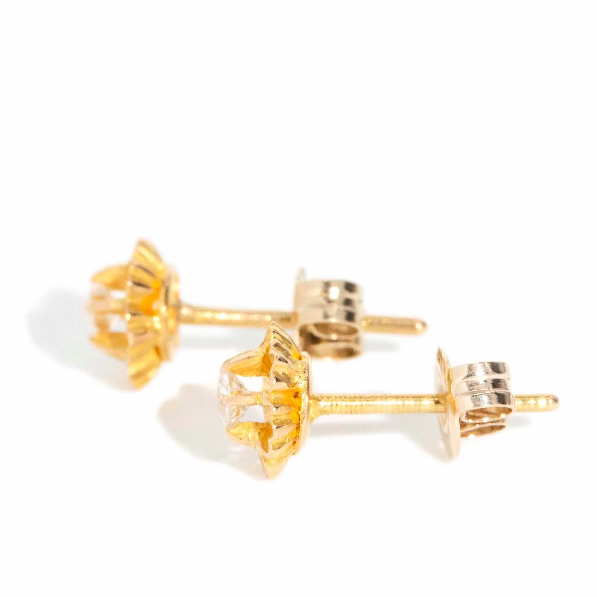 Rosamund Old Cut Diamond Studs 20ct Gold 18ct Backs