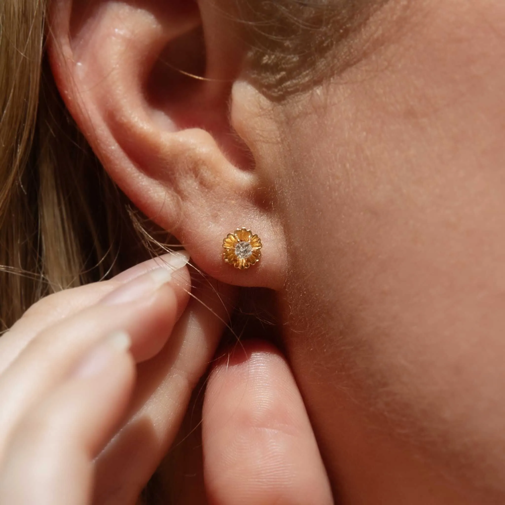 Rosamund Old Cut Diamond Studs 20ct Gold 18ct Backs