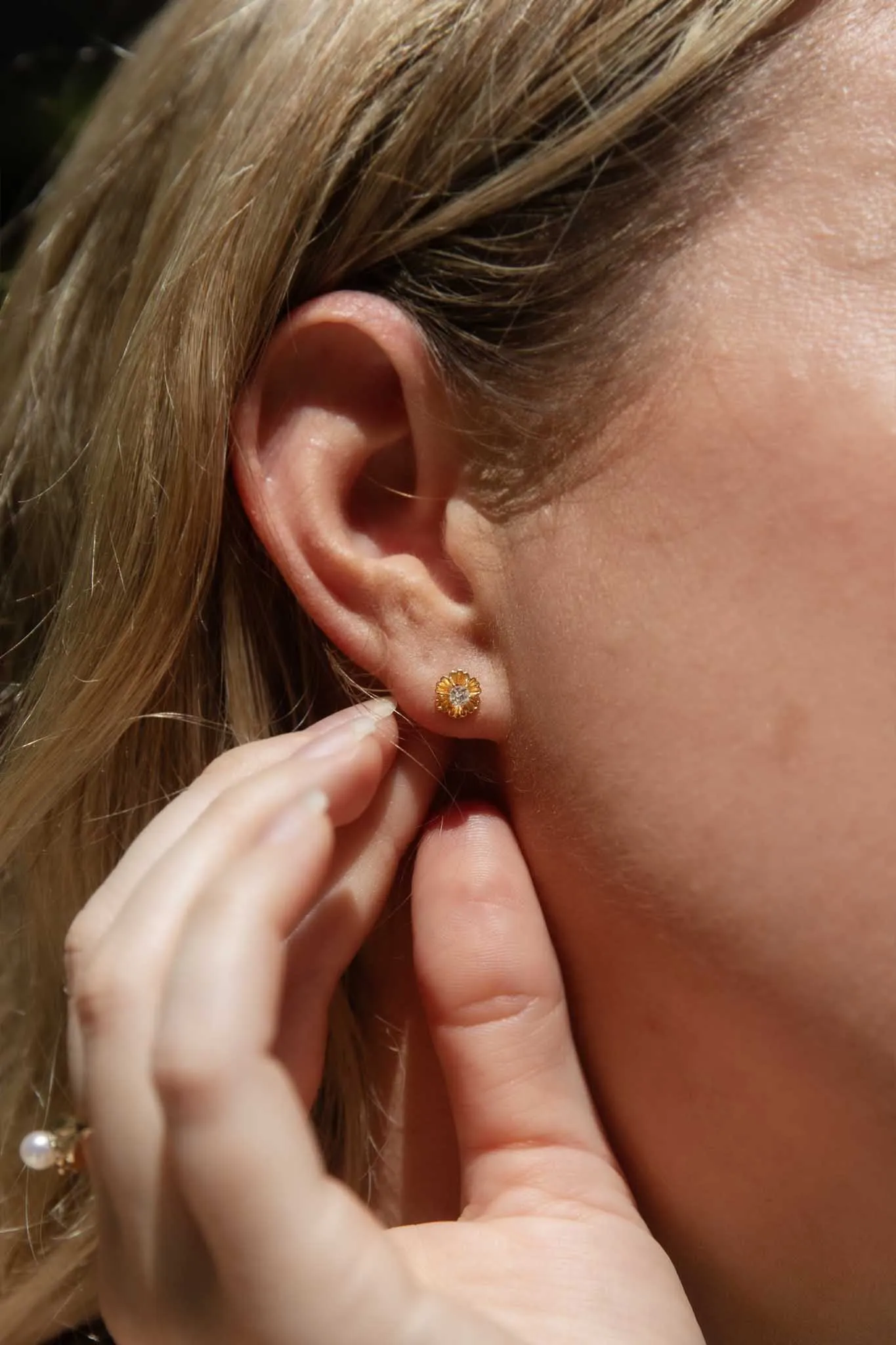 Rosamund Old Cut Diamond Studs 20ct Gold 18ct Backs
